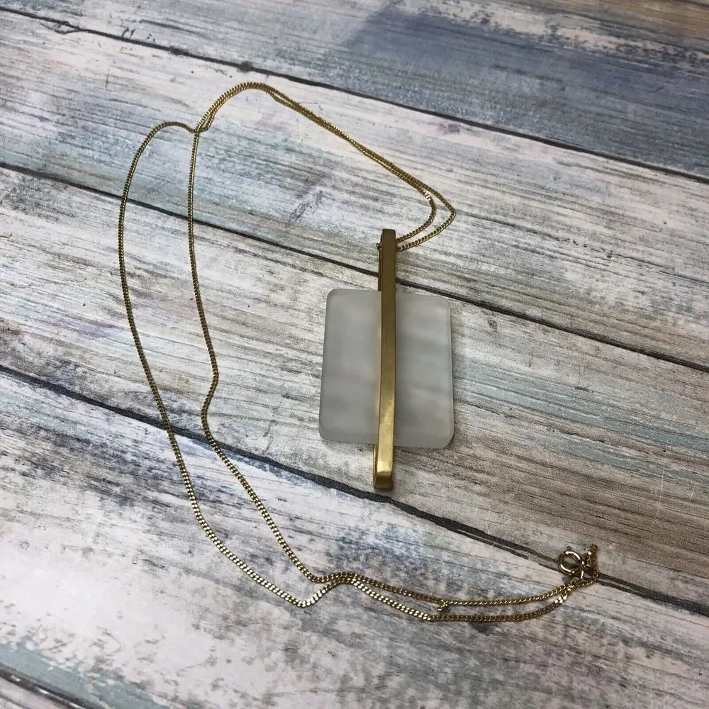 Frosted Acrylic Pendant‎ Geometric Gold Chain Necklace Statement 32